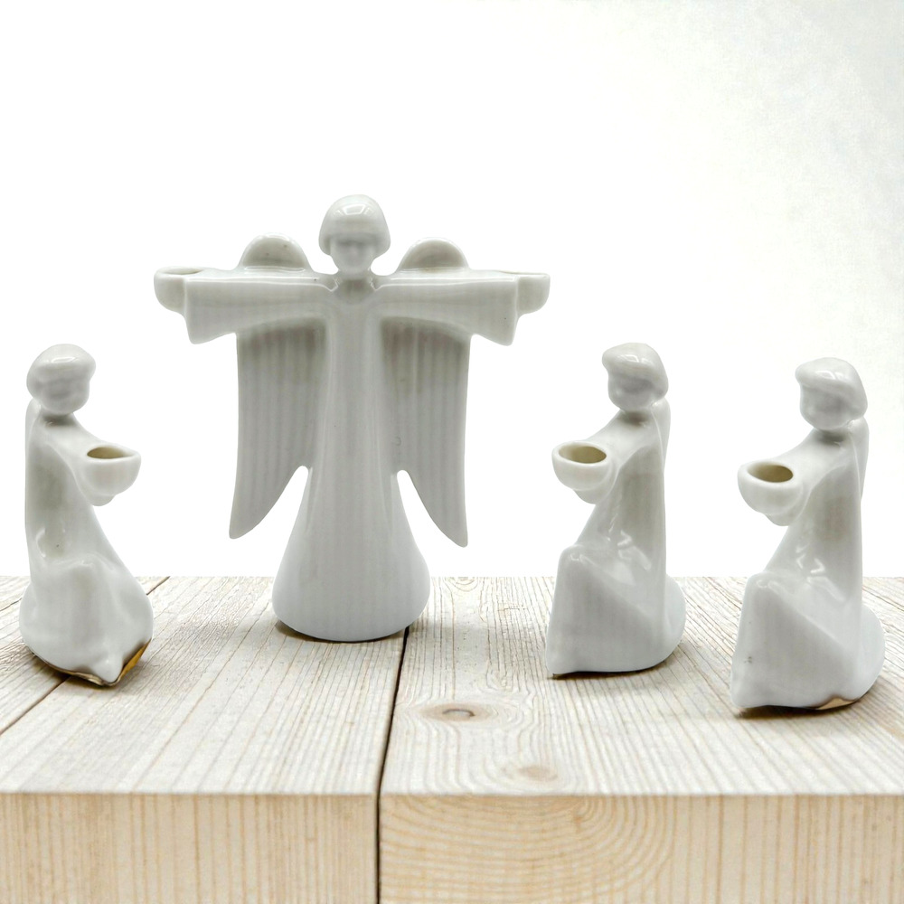 Lot of 4 Vintage Rosenthal Angel Mini Candle Holders Classic Rose Figurine Taper